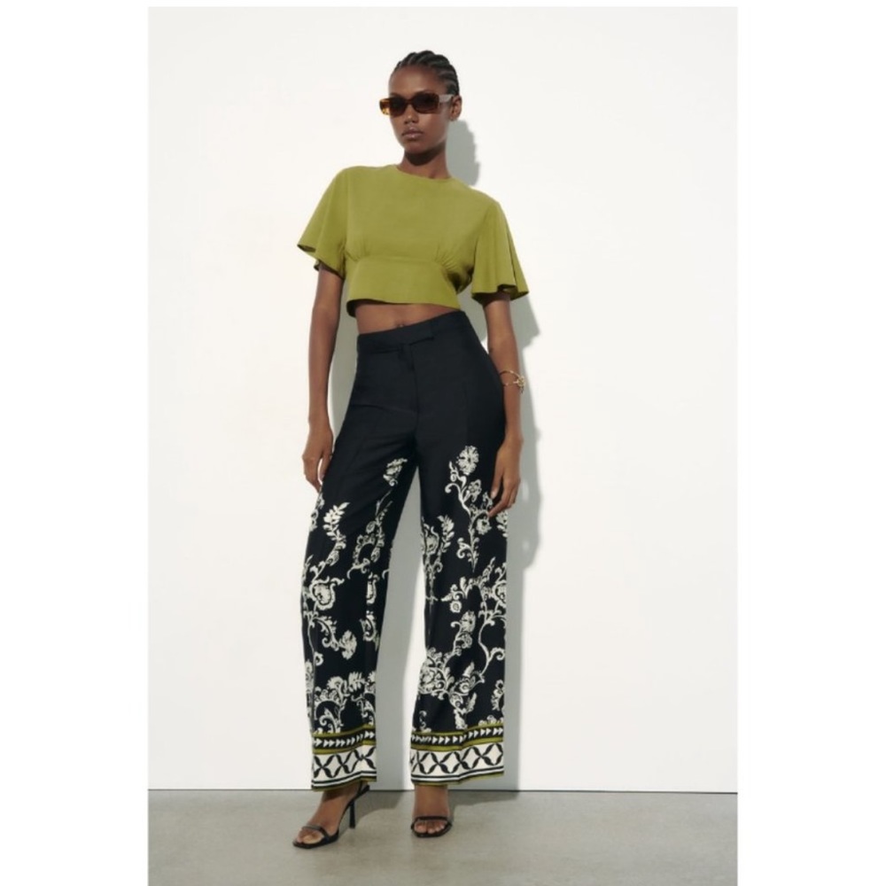 Zara Printed Wide Leg Pants